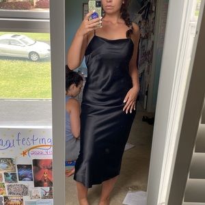 Black silk bodycon dress